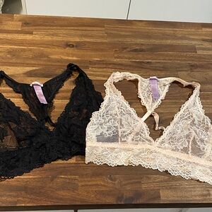 Savage X Fenty Lace Bralette Duo in Black & Light Pink